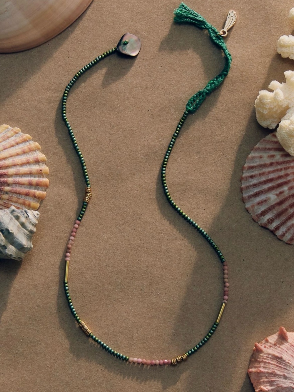 Free People Muse Semi Precious Short Beaded Layering Necklace